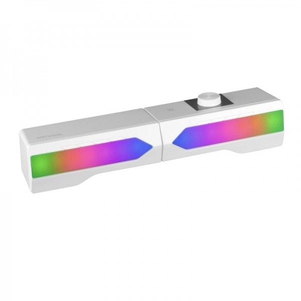 Mars Gaming MSDUO RGB Mesh Sound System - Éclairage RVB - Polyvalence 2 en 1 - Bluetooth 5.0 - Puissance 15 W - Pilotes DSP Sound et REFLEX - Couleur Blanc