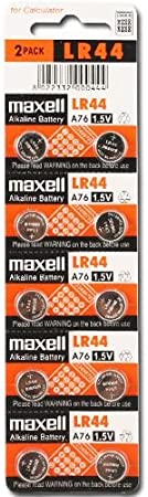 ✓ Maxell Lot de 10 piles bouton alcalines LR44 1,5 V couleur