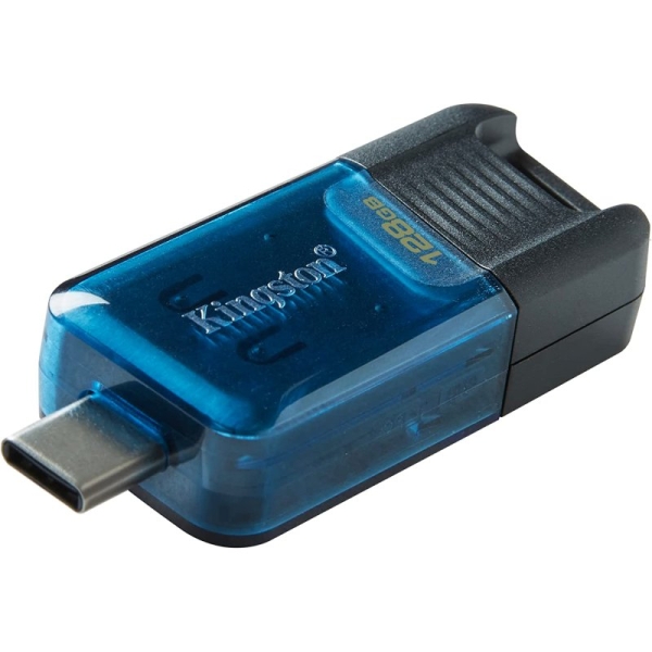 Mémoire Kingston DataTraveler 80M USB-C 3.2 Gen 1 128 Go - Lecture 200 Mo/s - Bleu/Noir (Pendrive)