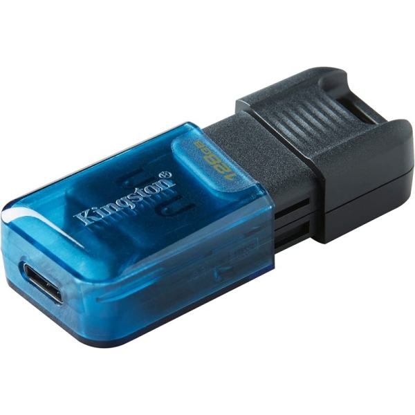 Mémoire Kingston DataTraveler 80M USB-C 3.2 Gen 1 128 Go - Lecture 200 Mo/s - Bleu/Noir (Pendrive)