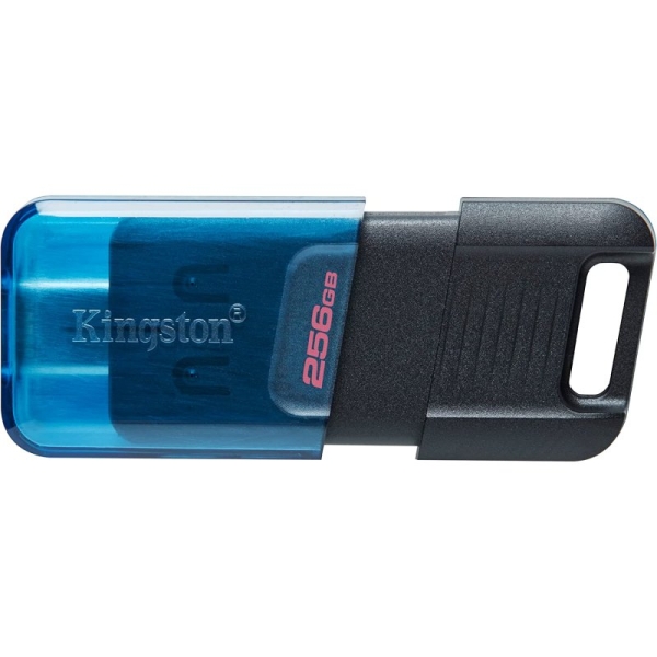 Mémoire Kingston DataTraveler 80M USB-C 3.2 Gen 1 256 Go - Lecture 200 Mo/s - Bleu/Noir (Pendrive)