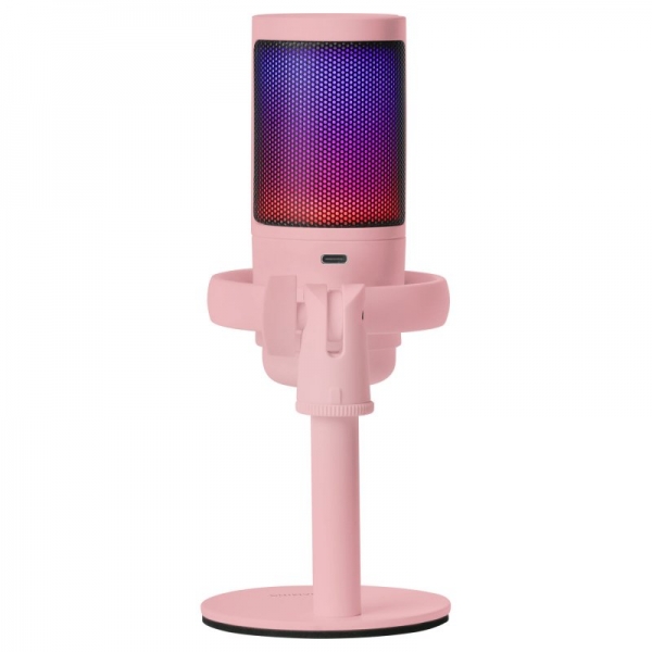 Microphone de studio Mars Gaming ARGB MMIC-SE - ADC 196kHz 24 bits - Condensateur cardioïde - Monitoring sans latence - Éclairage ARGB - Contrôle tactile intuitif - Couleur rose