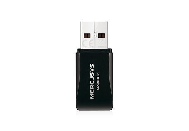 Mini adaptateur USB 2.0 sans fil Mercusys N300 - Jusqu'à 300 Mbps - Couleur noire