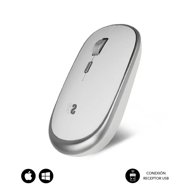 Mini Souris Sans Fil Subblim Wireless - 54mm x 25mm - Silencieuse - Précision réglable - Finitions de qualité - Ambidextre - 4 boutons - Economie d'énergie - Coloris Blanc