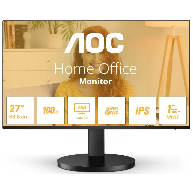 Moniteur AOC 27" LED IPS FullHD 1080p 100 Hz - Réponse 1 ms - Angle de vision 178° - Haut-parleurs intégrés - HDMI, VGA, Audio - Montage VESA