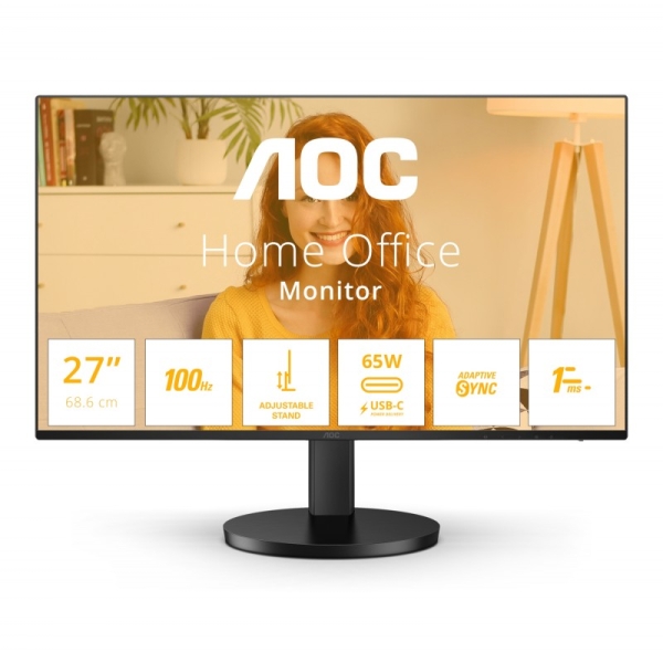 Moniteur AOC B3 27" LED IPS FullHD 1080p 100 Hz - Réponse 1 ms - Angle de vision 178° - Haut-parleurs intégrés - USB-C, HDMI, Audio - Support VESA 100x100