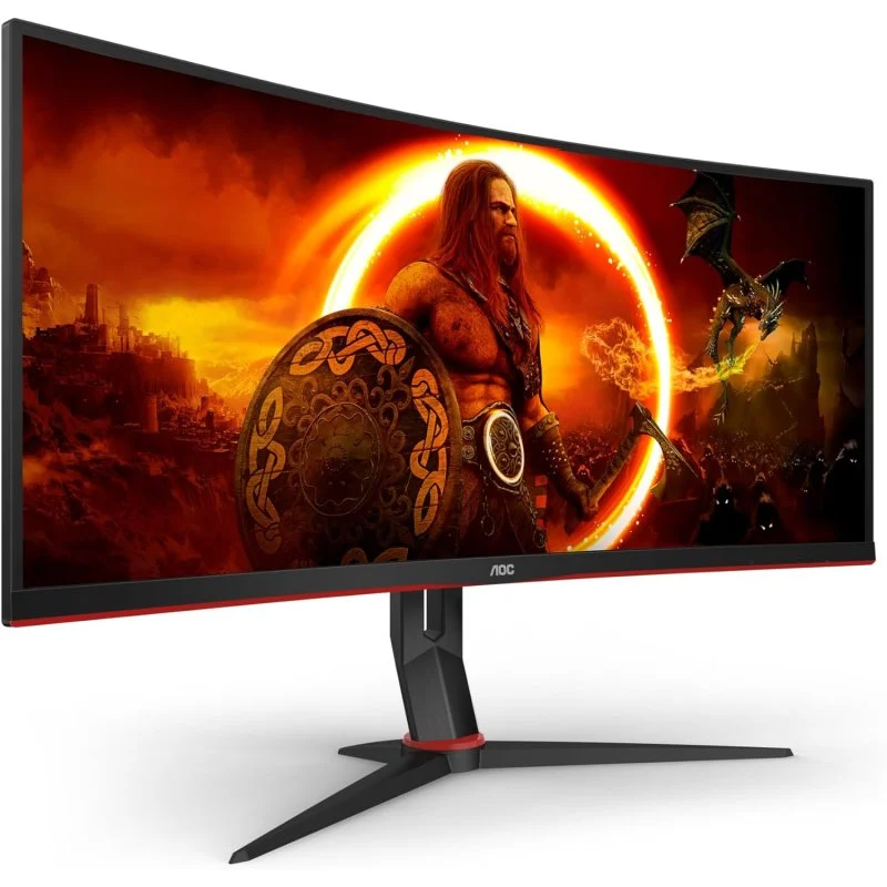 Moniteur AOC G4 34" incurvé 1500R LED VA UltraWide QHD 180 Hz - Réponse 1 ms - Angle de vision 178° - USB, HDMI, DisplayPort, Audio - Support VESA 100x100