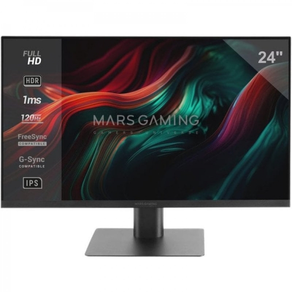 Moniteur Gaming Mars Gaming MV-24 FAST-IPS - 24" Full HD - 1ms - 120Hz - HDR10 - FreeSync & G-Sync - Connectivité HDMI/DP - Haut-parleurs intégrés - Couleur Noir