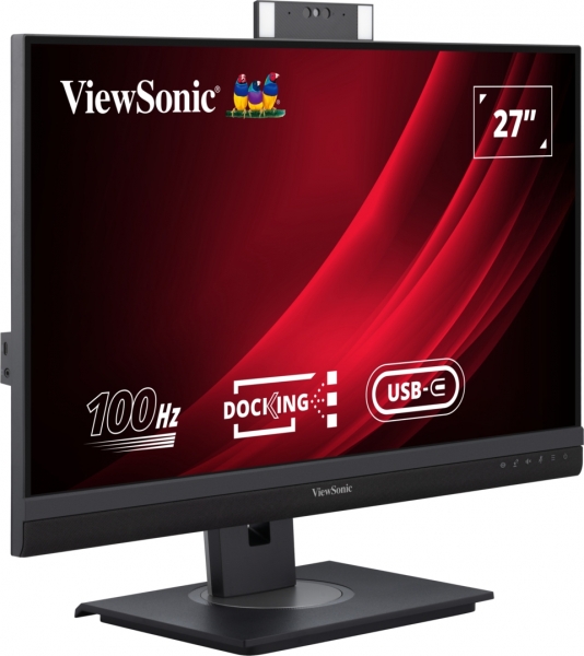 Moniteur Viewsonic 27" VG2757V-2K QHD IPS - HDMI - DisplayPort - Moniteur avec Webcam - USB Type C (charge 90W) - RJ45 Ethernet - 2 USB - Haut-parleurs - Windows Hello - Couleur Noir