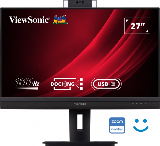 Moniteur Viewsonic 27" VG2757V-2K QHD IPS - HDMI - DisplayPort - Moniteur avec Webcam - USB Type C (charge 90W) - RJ45 Ethernet - 2 USB - Haut-parleurs - Windows Hello - Couleur Noir