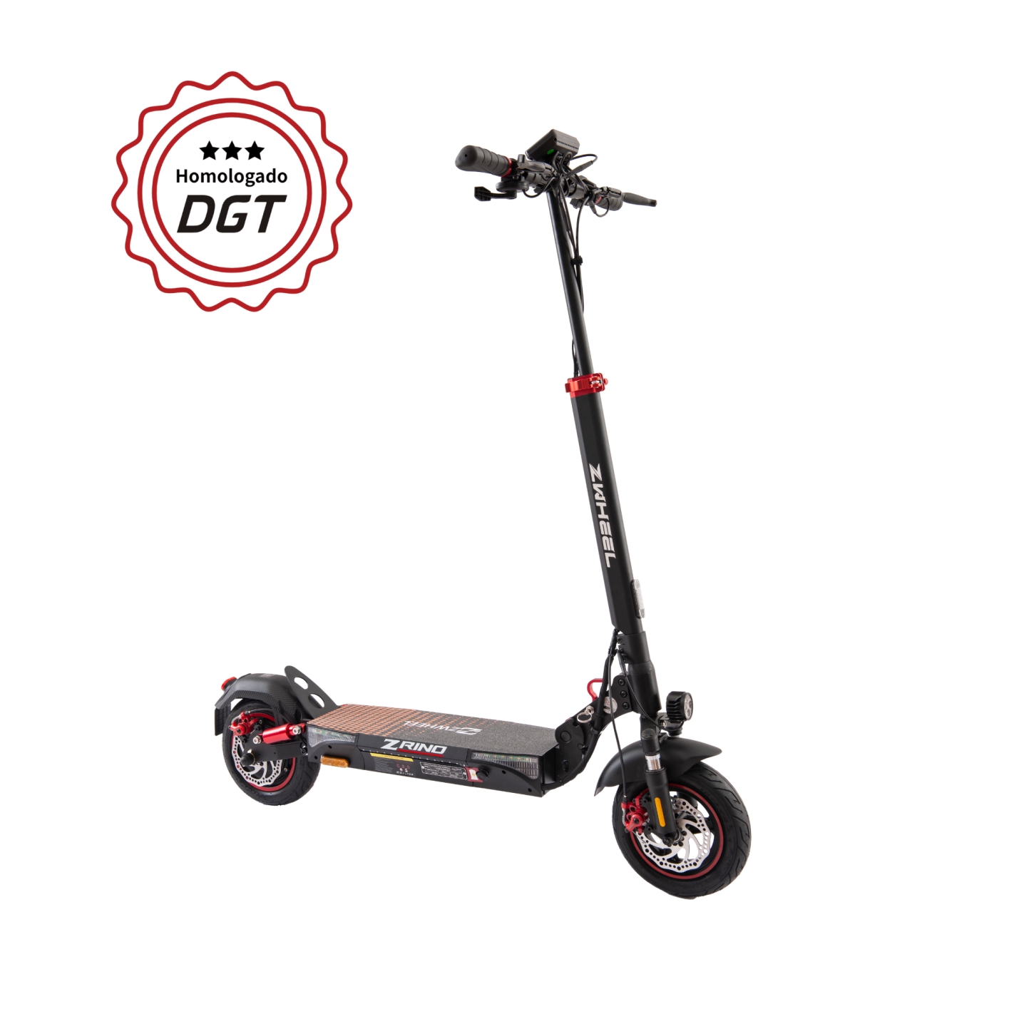 Moteur de scooter électrique Zwheel ZRino 600W - Approuvé DGT - Suspension avant et arrière - Vitesse jusqu'à 25Km/h - Autonomie jusqu'à 50km - Charge maximale 120kg - Roues 10"