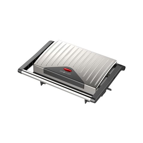 Muvip Acier Inoxydable Grill Sandwich Maker 750W - Plaque Supérieure Inclinable - Pression Uniforme - Poignée Cold Touch