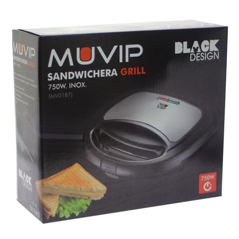 Muvip Acier Inoxydable Grill Sandwich Maker 750W - Plaques de Grill Antiadhésives