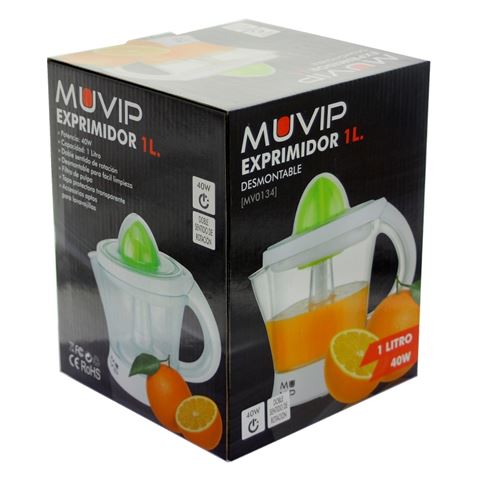 Muvip Extracteur de Jus Electrique 40W - Réservoir 1L - Rotation dans les 2 Sens - Amovible pour un Nettoyage Facile