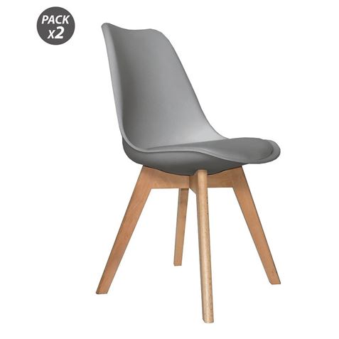 Muvip Pack 2 Chaises Design D200 - Couleur Gris