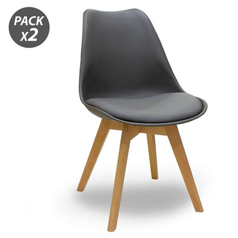 Muvip Pack 2 Chaises Design D200 - Couleur Gris