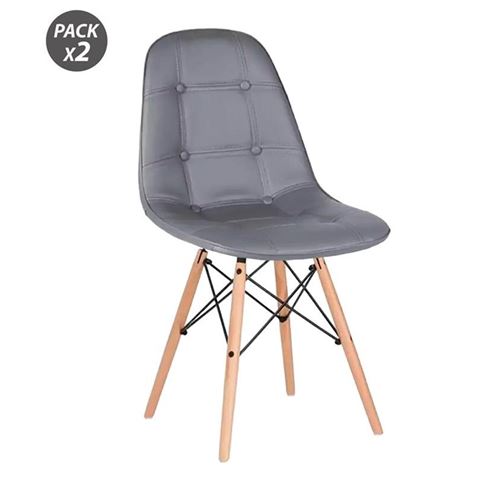 Muvip Pack 2 Chaises Design D300 - Couleur Gris