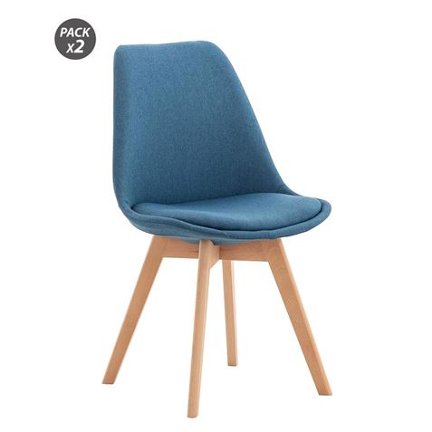 Muvip Pack 2 Chaises Design D400 - Tissu Bleu Foncé