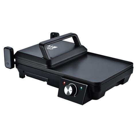 Muvip Sandwich Maker + Plaque Grill 2000W - Ouverture jusqu'à 180º - Grill + Plaques Lisses - Sélecteur de Température - Plaque Supérieure Inclinable - Poignée Cold Touch