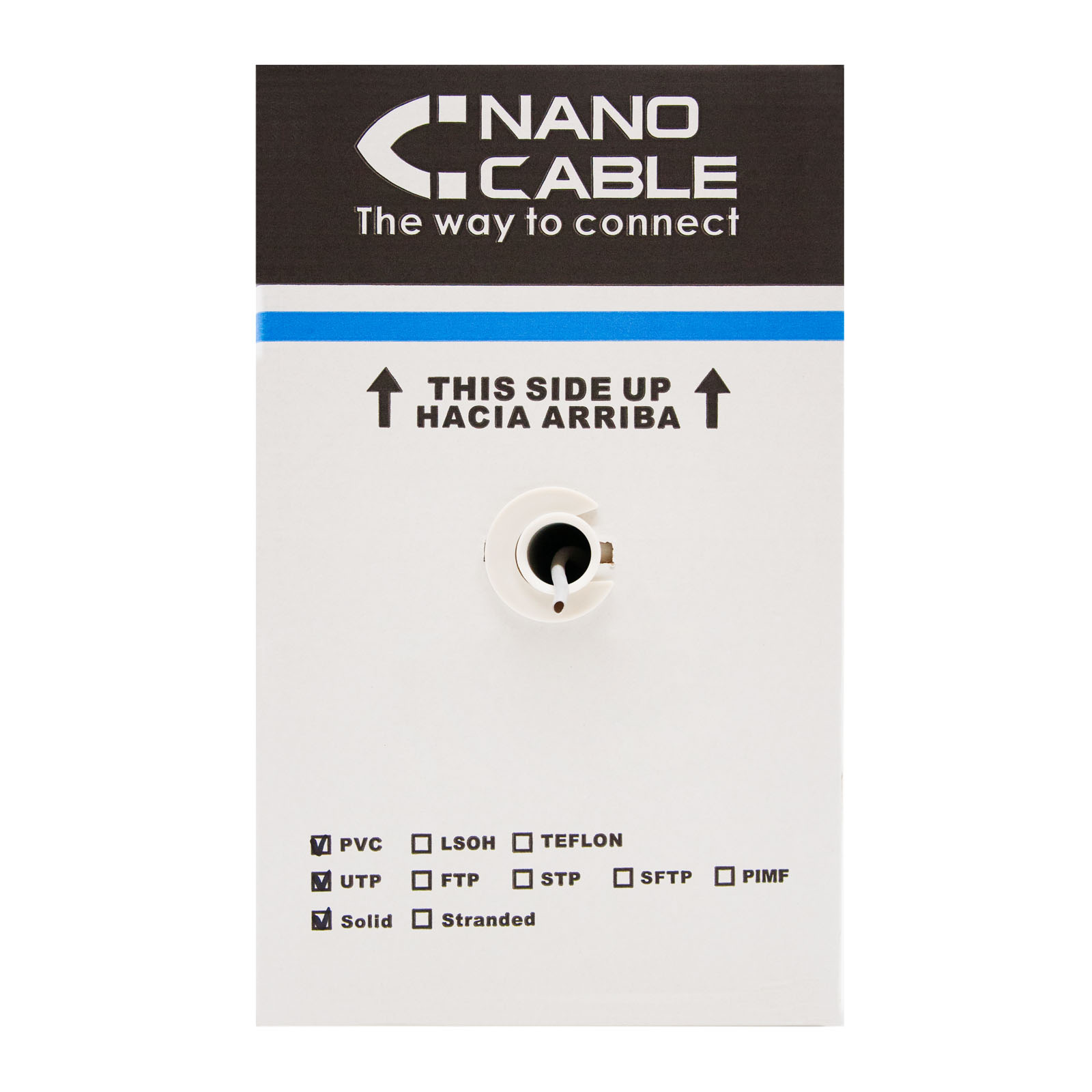 Nanocable Bobine De Câble Réseau Rigide Étanche Pour Extérieur RJ45 Cat.6 UTP AWG24 305m - Couleur Noire