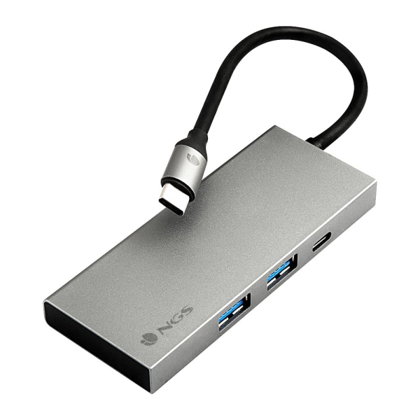 NGS Wonder Dock 4 Pro Hub USB-C 4 en 1 - 2x USB 3.0, 1x USB-C PD 100W, 1x HDMI - Prend en charge les résolutions maximales de 4K à 30 Hz - Vitesse jusqu'à 5 Gbps