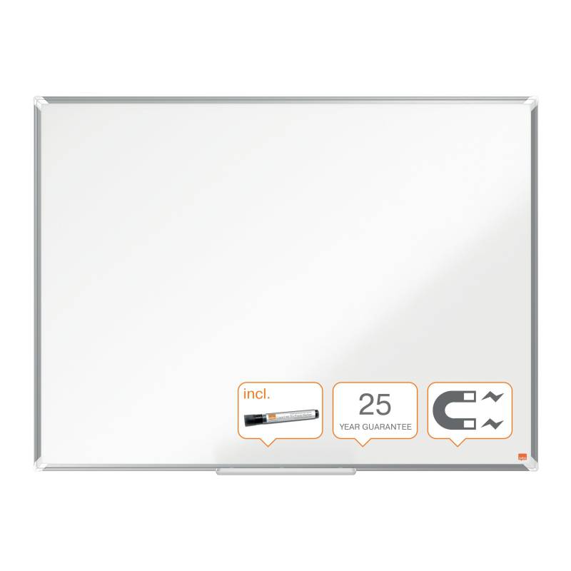 Nobo Premium Plus Tableau Blanc Magnétique en Acier Émaillé 1200x900mm - Montage en Angle - Surface Effaçable par le Haut - Couleur Blanc