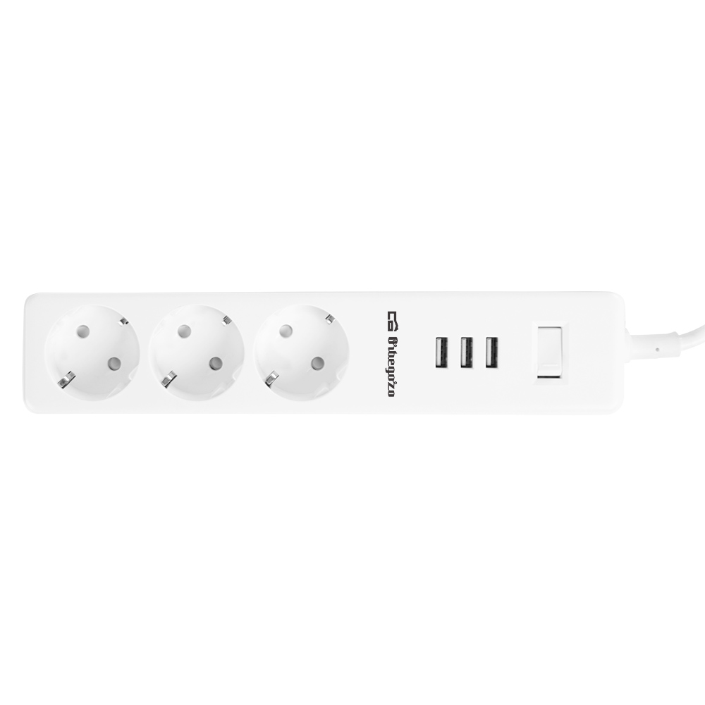 Orbegozo Multiprise avec 3 Prises VDE et 3 USB - Connexion pour 6 Appareils - Protection contre les surcharges - Idéal pour les voyages - Interrupteur de sécurité - Puissance maximale 3680W