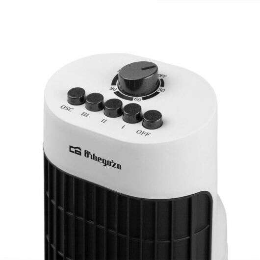 Orbegozo TW-0730 Ventilateur Tour Oscillant - 3 Vitesses - Débit d'Air Puissant - Pratique et Fonctionnel - Couleur Blanc/Noir