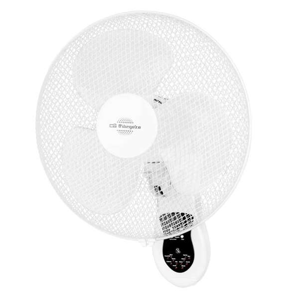 Orbegozo WF 0242 Ventilateur Mural Pratique et Sûr - Pales 40 cm - 3 Vitesses - Tête Oscillante - Minuterie 7,5h - Télécommande