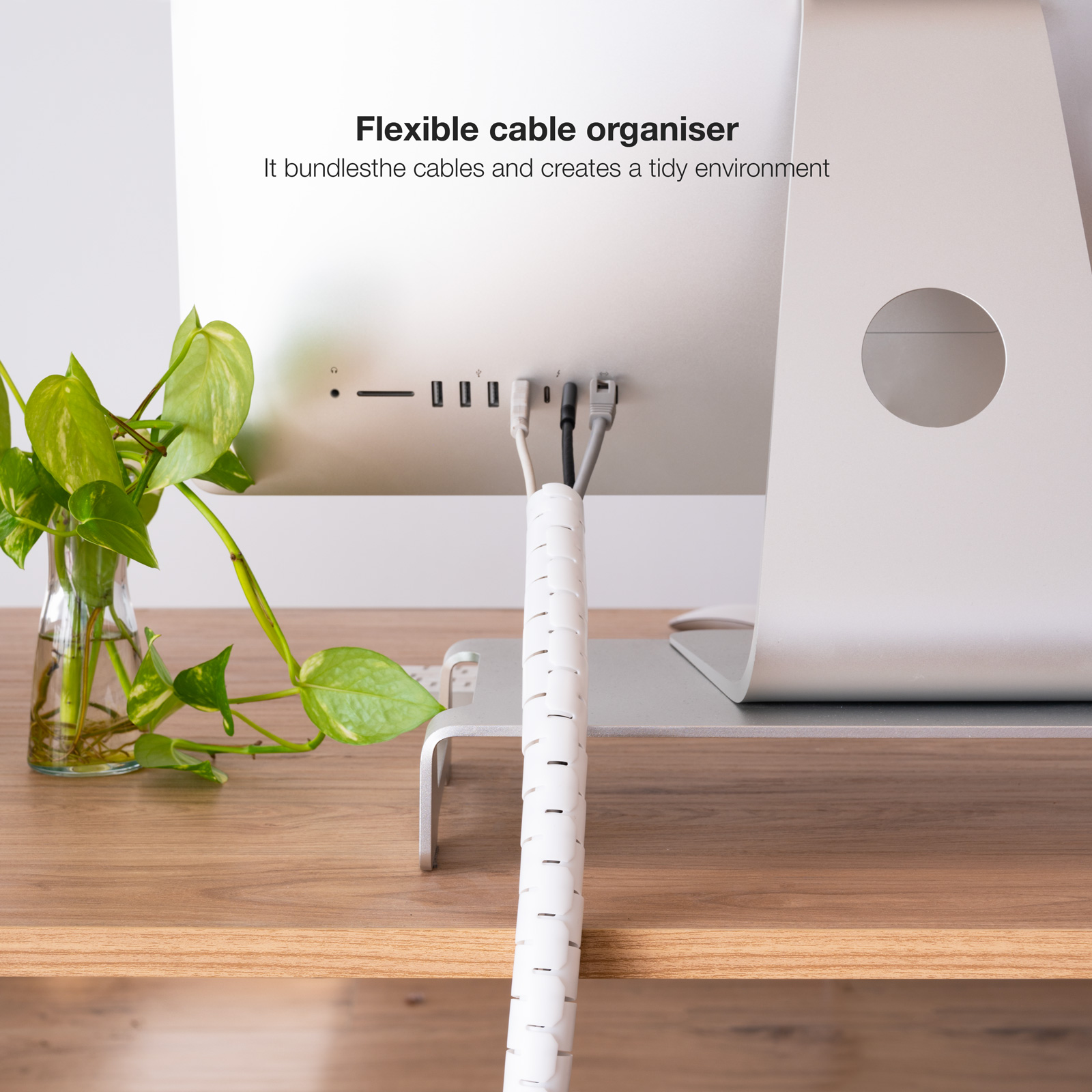 Organisateur de Câble Flexible Nanocable 25mm - Longueur 1m - Couleur Blanche