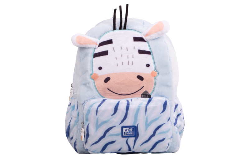 Oxford Kids Sac à Dos Enfant 8,5 L Peluche Douce Assortie Zoe Zèbre - Design Zèbre Amusant - Toucher Peluche Douce - Capacité 8,5 L - Idéal pour Les Enfants