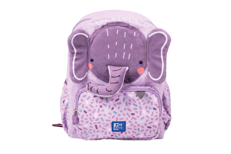 Oxford Kids Sac à dos enfant 8,5 L Peluche douce au toucher - Design Ellie Elephant - Idéal pour les petits enfants - Spacieux et confortable - Couleurs assorties