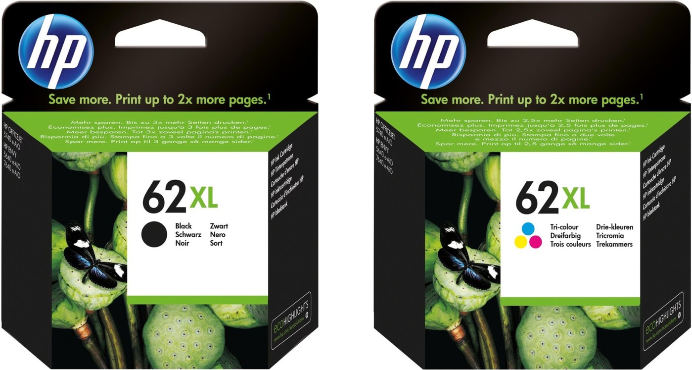 Pack de 2 cartouches pour HP Envy 5640/ Officejet 5740/ Envy 7640  (N°62)(J3M80AE)