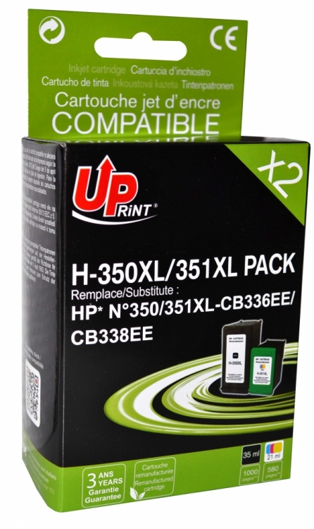 ✓ Pack UPrint compatible HP 350XL 351XL noir et couleur couleur pack en  stock - 123CONSOMMABLES