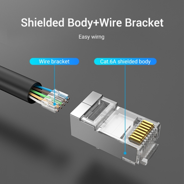 Pack Vention de 10 connecteurs réseau FTP RJ45 Cat.6A