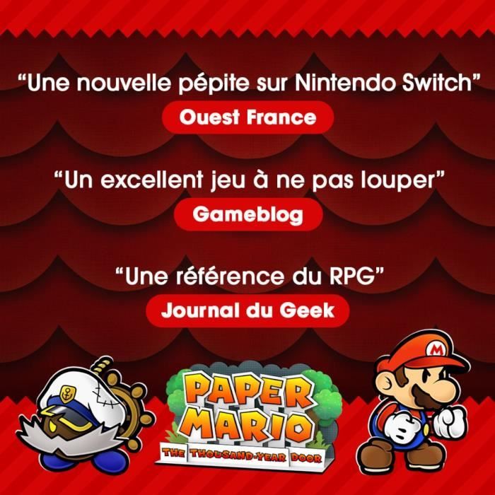 Paper Mario: La Porte Millénaire  Jeu Nintendo Switch