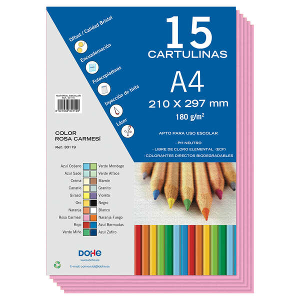 Papier cartonné Dohe A4 – 15 feuilles – Idéal pour les travaux manuels et les projets scolaires