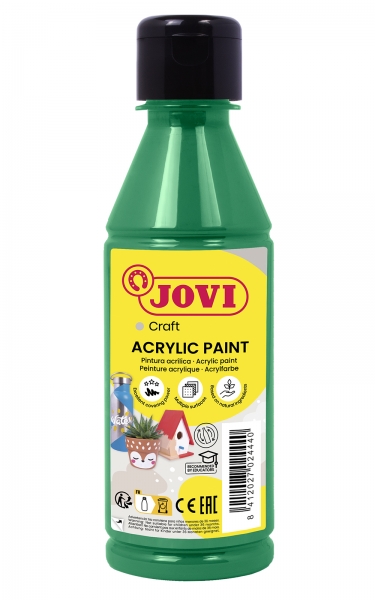 Peinture acrylique acrylique Jovi Jovidecor - Finition satinée - Haut pouvoir couvrant - Application facile - Polyvalente - Résistante à l'eau et au savon - Couleur verte