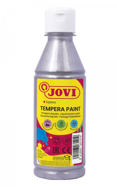 Peinture Tempera Liquide Jovi - À base d'eau - Prête à l'emploi - Haut pouvoir couvrant - Séchage rapide - Excellente fluidité - Adhérence sur plusieurs surfaces - Couleur Gris