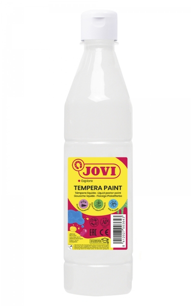 Peinture Tempera Liquide Jovi - À base d'eau - Prête à l'emploi - Haut pouvoir couvrant - Séchage rapide - Excellente fluidité - Adhérence sur Multiples Surfaces - Couleur Blanc