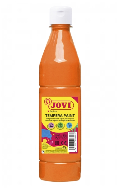 Peinture Tempera Liquide Jovi - À base d'eau - Prête à l'emploi - Haut pouvoir couvrant - Séchage rapide - Excellente fluidité - Adhérence sur plusieurs surfaces - Couleur Orange