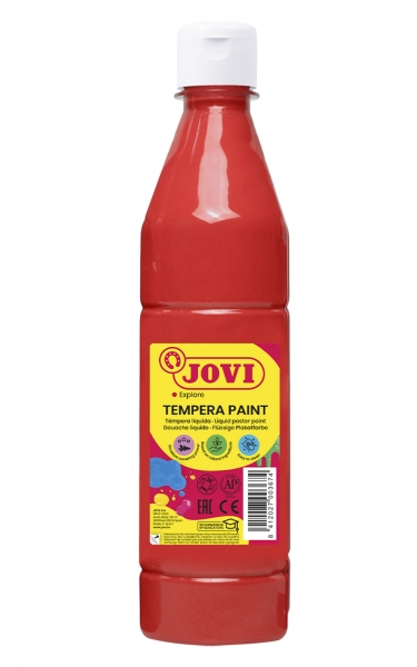 Peinture Tempera Liquide Jovi - À base d'eau - Prête à l'emploi - Haut pouvoir couvrant - Séchage rapide - Excellente fluidité - Adhérence sur plusieurs surfaces - Couleur rouge