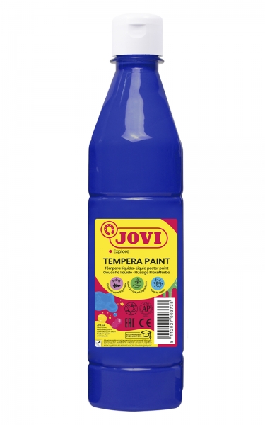 Peinture Tempera Liquide Jovi - À base d'eau - Prête à l'emploi - Haut pouvoir couvrant - Séchage rapide - Excellente fluidité - Adhérence sur plusieurs surfaces - Couleur Bleu