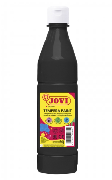 Peinture Tempera Liquide Jovi - À base d'eau - Prête à l'emploi - Haut pouvoir couvrant - Séchage rapide - Excellente fluidité - Adhérence sur plusieurs surfaces - Couleur Noir