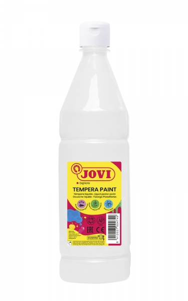 Peinture Tempera Liquide Jovi - À base d'eau - Prête à l'emploi - Haut pouvoir couvrant - Séchage rapide - Excellente fluidité - Adhérence sur Multiples Surfaces - Couleur Blanc