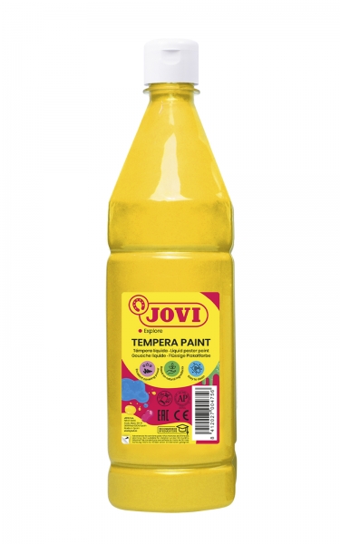 Peinture Tempera Liquide Jovi - À base d'eau - Prête à l'emploi - Haut pouvoir couvrant - Séchage rapide - Excellente fluidité - Adhérence sur Multiples Surfaces - Couleur Jaune