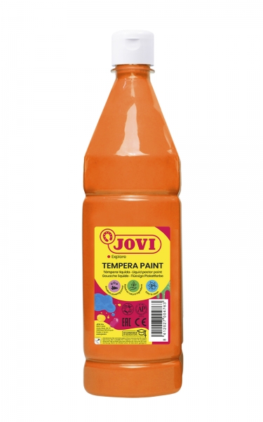 Peinture Tempera Liquide Jovi - À base d'eau - Prête à l'emploi - Haut pouvoir couvrant - Séchage rapide - Excellente fluidité - Adhérence sur plusieurs surfaces - Couleur Orange