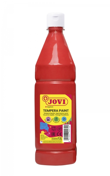 Peinture Tempera Liquide Jovi - À base d'eau - Prête à l'emploi - Haut pouvoir couvrant - Séchage rapide - Excellente fluidité - Adhérence sur plusieurs surfaces - Couleur rouge