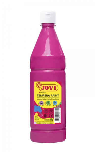 Peinture Tempera Liquide Jovi - À base d'eau - Prête à l'emploi - Haut pouvoir couvrant - Séchage rapide - Excellente fluidité - Adhérence sur Multiples Surfaces - Couleur Rose