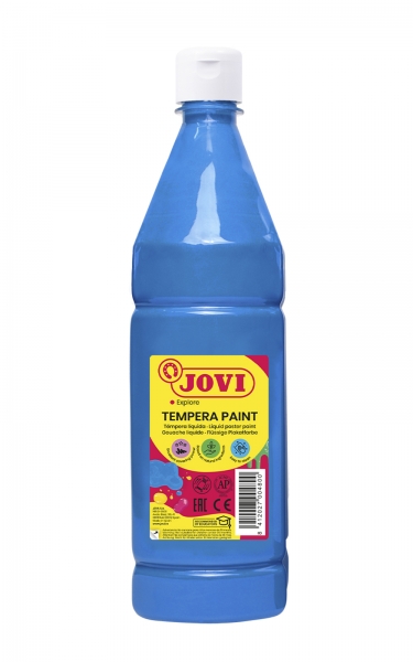 Peinture Tempera Liquide Jovi - À base d'eau - Prête à l'emploi - Haut pouvoir couvrant - Séchage rapide - Excellente fluidité - Adhérence sur plusieurs surfaces - Couleur Bleu